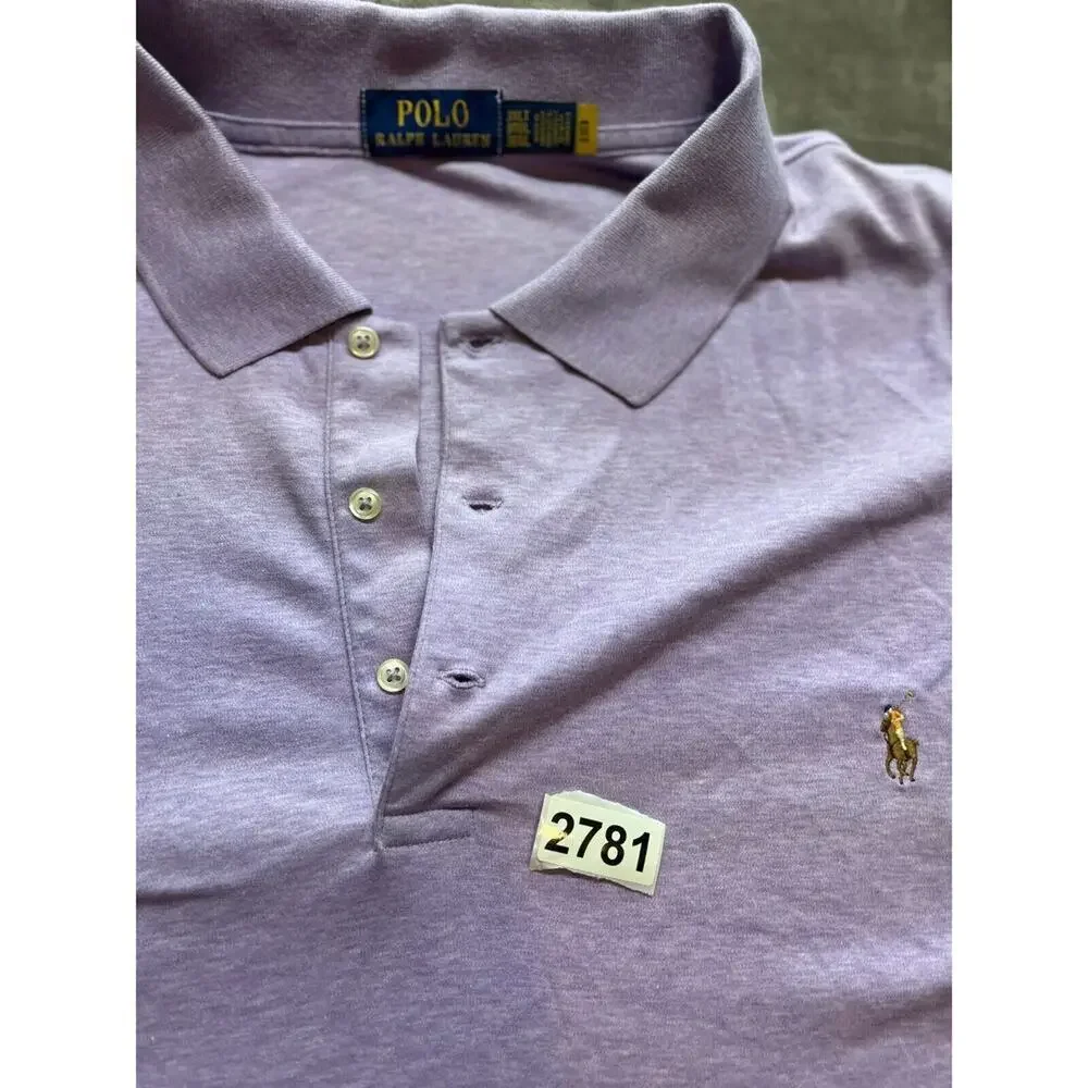 BIG & TALL Polo Ralph Lauren Mens Polo Shirt‎ Purple Short Sleeve Size 3XLT